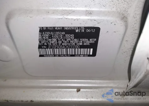 2012 Subaru Impreza 2.0I Premium from USA, damaged, VIN JF1GPAD64CH233390